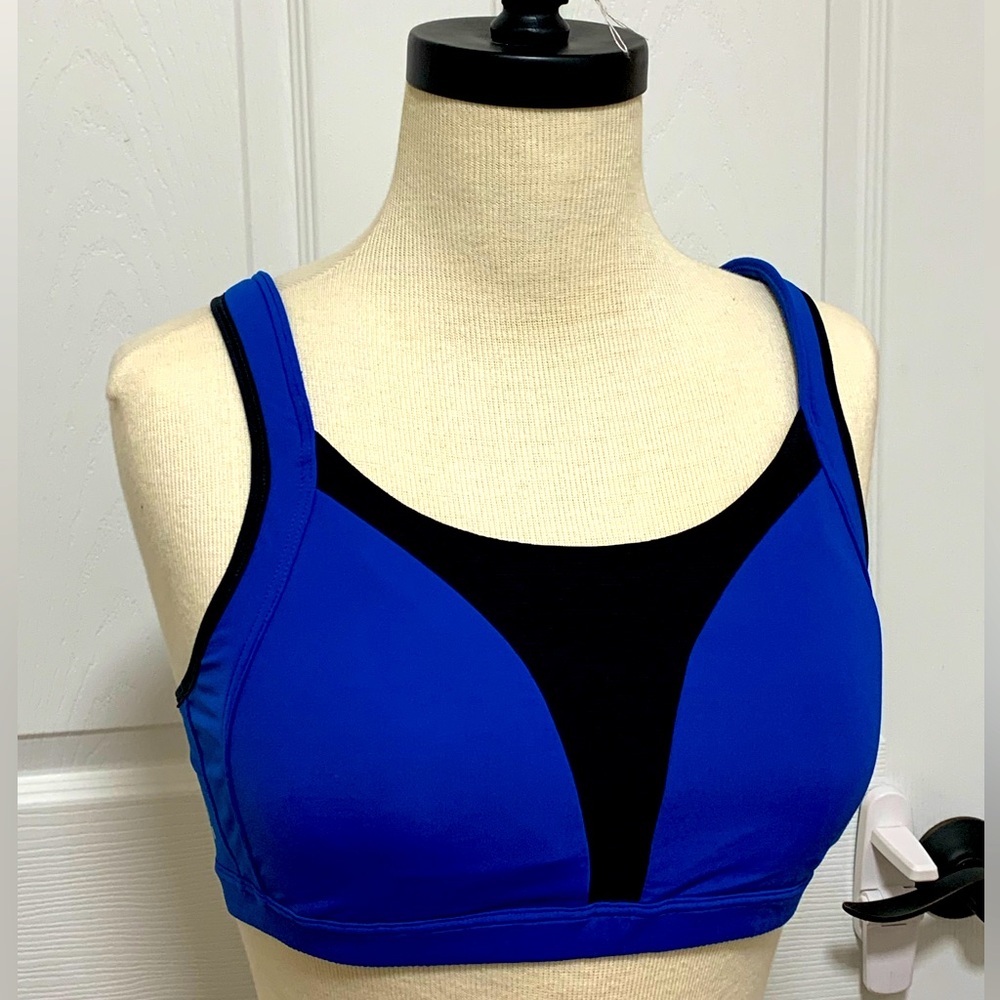 Lands' End Blue and Black Sports Bra